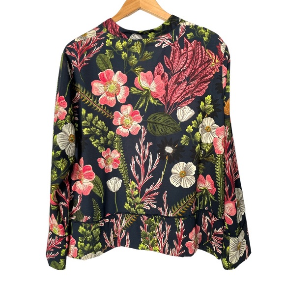 🆕 H&M L/S Floral Print Top W Front Placket & Piping Detail - Picture 4 of 7